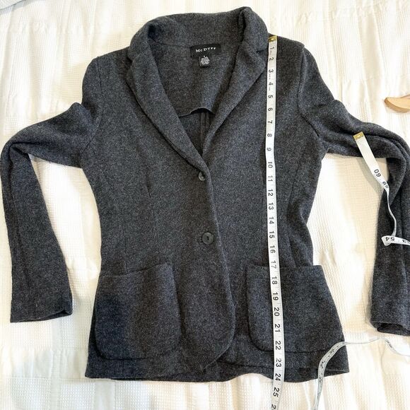 McDuff Sweater Women’s Small Gray Wool Cashmere Blend Cardigan Office Classic - Picture 10 of 11